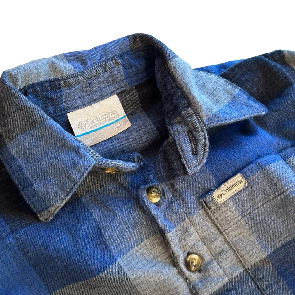 Columbia XXS 4/5  Boys' Cornell Woods Flannel Blue Long Sleeve Shirt